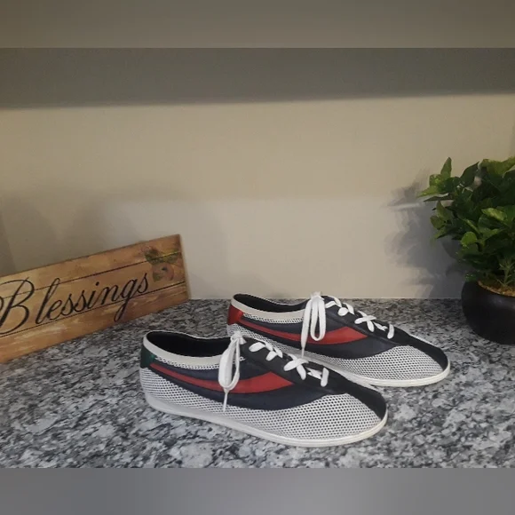 ππSOLDππGucci Rete Atlantide White Blue Red Black Men's Sneakers - Picture 1 of 16